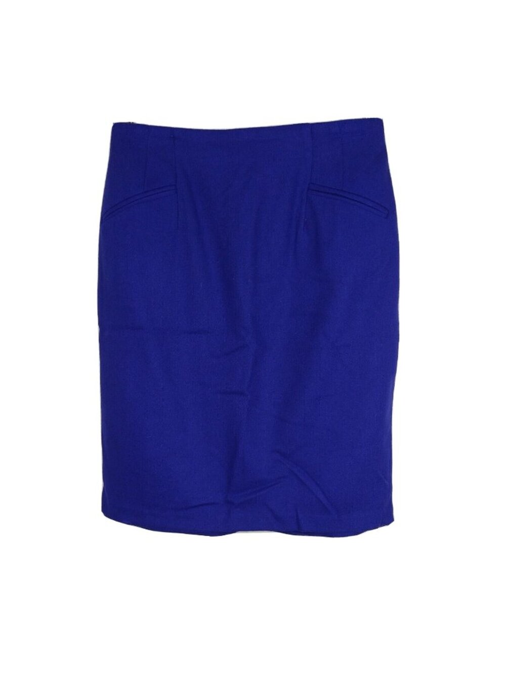 Vtg 90s Joan Leslie Pencil Straight Skirt Size 8P Blue Wool Blend Office